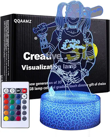 QQAAMZ Anime Harley Quinn 3d Led Luz De Noche 16 Colores Usb Touch Lampada De Control Remoto Monster Comedy Grill Lámpara De Escritorio Es El Mejor Regalo De Cumpleaños Para Amigos  