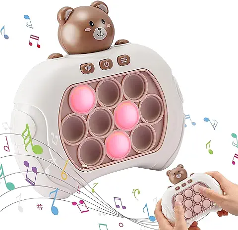 Quick Push Burbujas Juego Consola, Botón Puzzle Pop Light Up Juego, Descompresión Avance Rompecabezas Máquina de Juego, Sensory Fidget Juguetes para Niños y Adultos (marrón)  