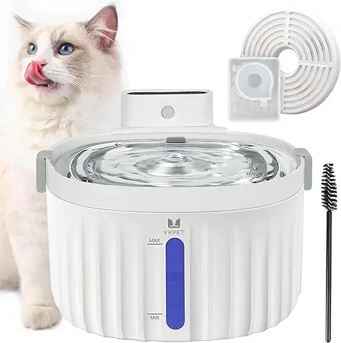 QUOTRE Fuente para Gatos con Sensor, Bebedero Gatos 2L sin Cable con Automática Sensor, Bomba de Agua Inalámbrica, Bebedero Gatos Ultra Silenciosa con 3 Patrones de Flujo de Agua para Gatos y Perros  