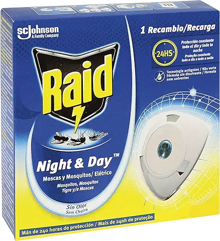 Raid Night & Day - Recambio para Aparato Electrico Anti Moscas, Azul, El Ambalaje Puede Variar, 1 Unidad (Paquete de 1)  