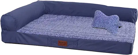 RAIKOU Cama Ortopédica para Perros Grandes,Sofá para Perros,Cama para Mascotas,Cama para Perro de Espuma Viscoelástica,Desmontable y Lavable(Azul Mezclado,100 * 80cm)  