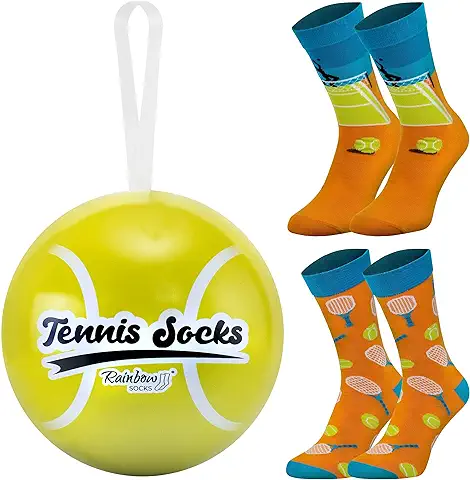 Rainbow Socks - Calcetines De Tenis En Pelota - Para Amantes Del Deporte, Regalo Divertido Para Fanáticos Del Tenis, Gadget Para Tenistas Y Jugadores De Tenis - 2 Pares  