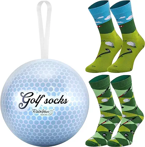 Rainbow Socks - Pelota De Golf Con Calcetines De Golf En El Interior - Un Regalo Para Los Amantes Del Golf, El Deporte De Prestigio, La Elegancia Y La Clase - 2 Pares De Calcetines Para Hombre Y Mujer  