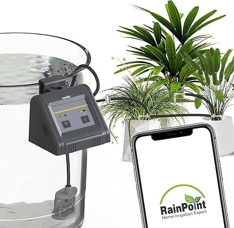 RAINPOINT WiFi Sistema de Riego Automático,Dispositivo de Riego por Goteo Automático con Bomba, APP de Control Remoto Auto/Manual/Modo Inteligente para Balcón, Plantas en Macetas  