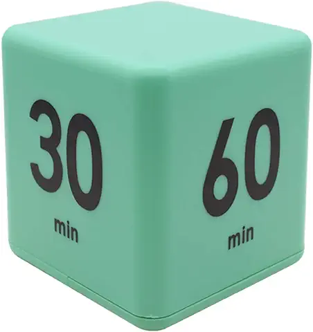 Ranvi TimeCube Temporizador, 15,20,30 y 60 Minutos, para Gestión del Tiempo, Temporizador de Cocina, Temporizador para Niños,Verde  