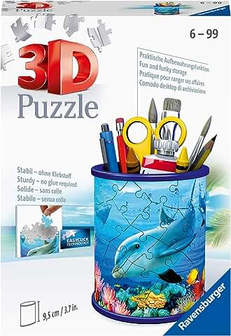 Ravensburger 3D Puzzle 11176 - Utensilo Unterwasserwelt - 54 Teile - Stiftehalter für Tierliebhaber AB 6 Jahren, Schreibtisch-Organizer für Kinder: Erlebe Puzzeln in Der 3. Dimension  