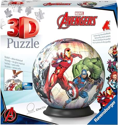 Ravensburger - 3D Puzzle Avengers, Puzzle Ball, 72 Piezas, 6+ Años  