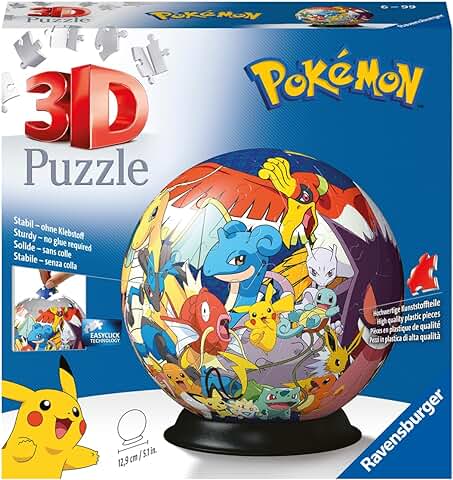 Ravensburger - 3D Puzzle Pokemon, Puzzle Ball, 73 Piezas, 6+ Años  