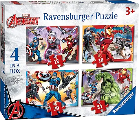 Ravensburger Marvel Avengers 4 in Box (12, 16, 20, 24 Pieces) Jigsaw Puzzles for Kids Age 3 Years Up  