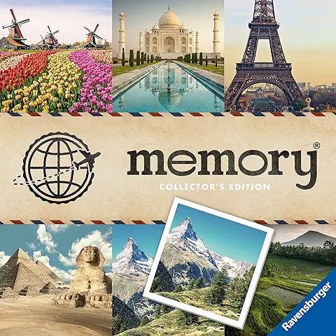 Ravensburger - Memory Viajes Collector's Edition, 64 Tarjetas, Juegos de Mesa, 3+ Años  