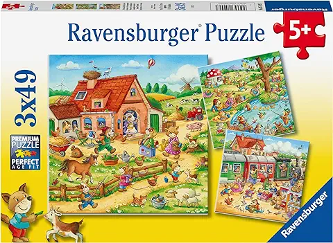 Ravensburger Puzzle, Vacaciones en el Campo, 3x49 Piezas, Puzzles para Niños, Edad Recomendada 5+, 05249 3  