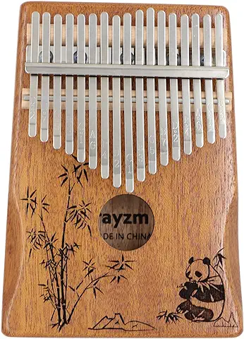 Rayzm Kalimba/Mbira Africana en C (Do). Piano Arpa de mano con Accesorios. Marimba de 17 Teclas, Instrumento de Bolsillo para Amantes de la Música/Principiantes (Caoba Macizo)  