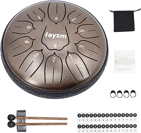 Rayzm Tambor de Lengua de Acero, 6 "11 Notas Handpan Tanque Tambor Kit, Acero al Carbono D-Key Percussion Instrument  