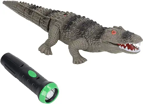 RC Crocodile Toys Innovador Sensor De Luz Infrarroja Efectos De Sonido Control Remoto Modelo De Cocodrilo De Alta Simulación para Adultos, Regalos De Cumpleaños De Broma Navideña, Juguete de Coco  