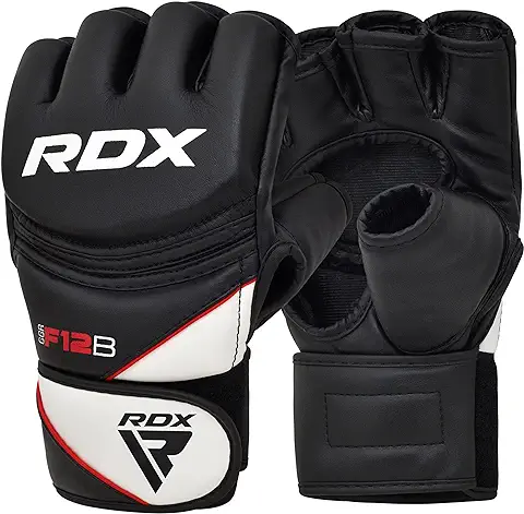 RDX Guantes MMA Artes Marciales Entrenamiento, Maya Hide Cuero Grappling Guantillas, Professional Abierto Palma Gloves, Sparring Kickboxing Muay Thai Saco de Boxeo Lucha Libre Combate, Hombre Mujere  