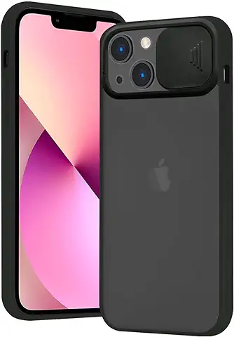 Rdyi6ba8 Funda Compatible con IPhone 13, Carcasa Trasera Mate PC y Silicona TPU Bordes Resistente a Impactos [Protección de la Cámara] Caso para IPhone 13, Negro  