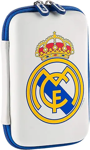 Real Madrid Estuche Tecnológico con Cremallera Color Blanco con Escudo  