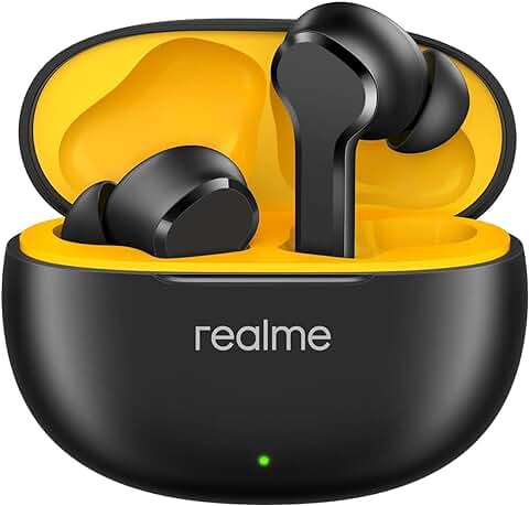 Realme Buds T100 - Bluetooth 5.3,Controlador de Graves Dinámico de 10 mm, Reproducción Total de 28 Horas, Cancelación de Ruido para Llamadas, IPX5, Negro  