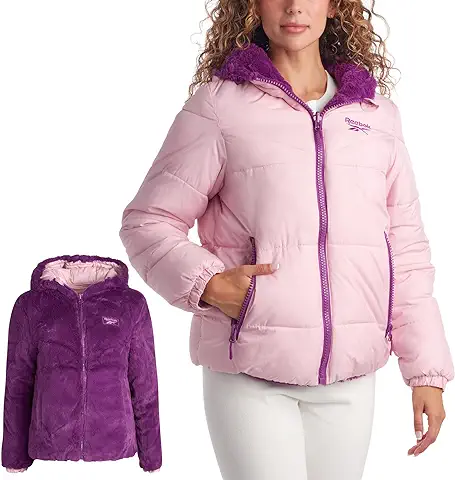 Reebok Chaqueta de Invierno para Mujer - Abrigo Acolchado Reversible con Forro Polar Sherpa - Chaqueta Reversible para Mujer (S-XL)  