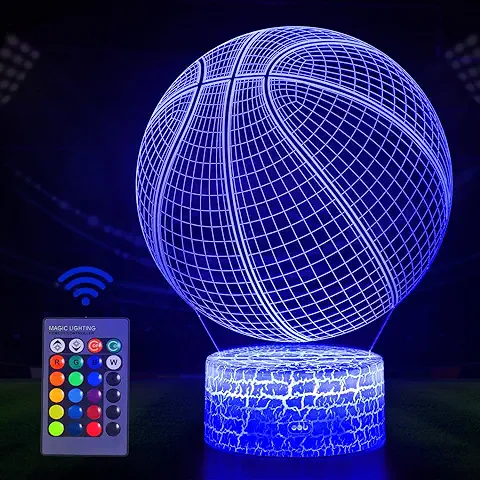 Regalo de Baloncesto para Niños, 3D Lámpara de Escritorio Mesa 16 Cambiar el Color Botón Táctil de Escritorio del USB LED Lámpara, Regalo Creativo Cumpleaños Navidad, Regalo Comunion Niño, Decoración  