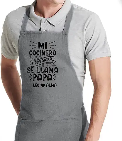 Regalo dia del Padre Delantal Personalizado Ideales para Amantes de la Cocina y Barbacoa Papa Mi Cocinero Favorito Regalos Originales Chef Mandil Barman Parrilla  