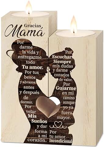 Regalo Madre, Regalo Mama, Regalo para Madre- Portavelas de Madera, Regalo Madre Cumpleaños, Regalos para Una Madre, Regalos para Mama, Regalos Madre  