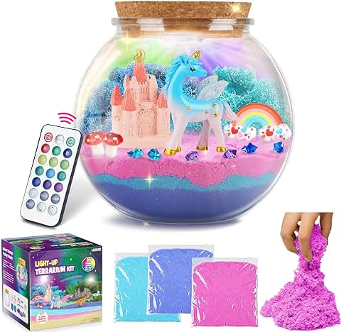 Regalos de Unicornio para Niñas - Kit de Terrario de Unicornio para Niños - Regalo de Cumpleaños para Niñas 4 5 6 7 8-12 Años - Juguetes de Unicornio para Niñas - Kit de Arte y Manualidades para Niños  