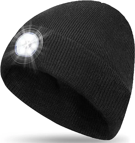 Regalos Hombre Originales Gorro con Luz LED - Ideas Regalo Amigo Invisible Hombre Adolescentes Regalos Navidad Papa Novio , Regalos Originales para Hombre Gorro con Linterna, Gorro Invierno Hombre