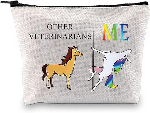 Regalos Veterinarios para las Mujeres Veterinario Tech Regalos Bolsa de Maquillaje Divertido Otros Veterinarios Me Unicornio Bolsa de Cosméticos Veterinario Cremallera Bolsa de Viaje Bolsa, Lona.,  