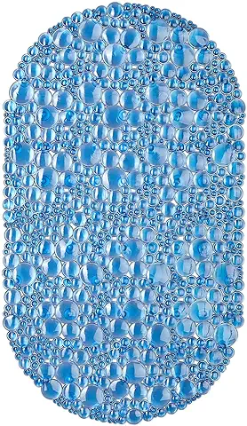 Relaxdays Alfombrilla Antideslizante Bañeras y Duchas, Esterilla Baño Ovalada, 67x38cm, PVC, Azul, 100% Plástico  