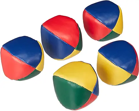 Relaxdays Juego de 5 Pelotas de Malabares Blandas para Profesionales, Principiantes, Jóvenes y Adultos, Diámetro de 6,5 cm, Multicolor, 60% Plástico, Carbón  