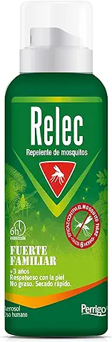 Relec Fuerte Familiar Aerosol Antimosquitos, Repelente Eficaz Contra el Mosquito Tigre, Hasta 6H de Protección, no Graso, Secado Rápido  