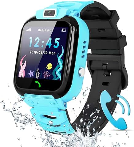 Reloj GPS Niños, Reloj Inteligente Niño con GPS y Llamadas SOS IP68 Impermeable Juego Cámara Modo Escolar Despertador, Smartwatch Niños Regalos para Niños y Niñas de 3 a 12 Años  