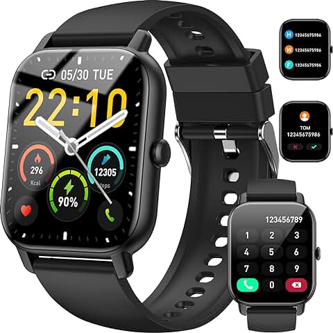 Reloj Inteligente Hombre Mujer, 1.85" Smartwatch con Llamadas Bluetooth, Smart Watch Pulsómetro/Monitor de Sueño/Podómetro, 110+ Modos Deportivos Impermeable IP68 Pulsera Actividad para Android iOS  