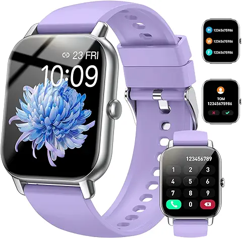 Reloj Inteligente Hombre Mujer, 1.85" Smartwatch con Llamadas Bluetooth, Smart Watch Pulsómetro/Monitor de Sueño/Podómetro, 110+ Modos Deportivos Impermeable IP68 Pulsera Actividad Lavanda Púrpura  