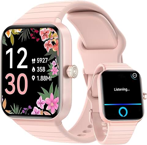 Reloj Inteligente Mujer con Llamadas, Smartwatch 1,8" con Voz Alexa Incorporada IP68 Impermeable, Seguimiento del Frecuencia Cardíaca/Oxígeno en Sangre/Sueño/100+ Deportes/podómetro, para Android iOS  