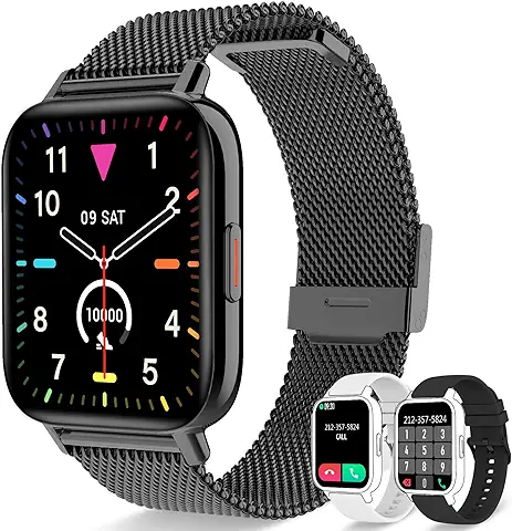 Reloj Inteligente Mujer con Llamadas Smartwatch Mujer con Pulsómetro Monitor de Sueño, Seguimiento Menstrual, Pulsera de Actividad con Podómetro Calorías Reloj Digital Mujer para iOS Android, Negro  