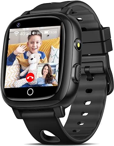 Reloj Inteligente Niño GPS y Llamadas 4G, SOS, Smartwatch Niños WiFi con Videollamadas, Reloj Inteligente Niños Niñas con Música, Despertador, Horario de Clase, Linterna, Regalos para Niños Niñas  