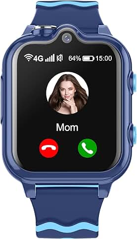 Reloj Inteligente Niño GPS y Llamadas Niña Smartwatch 4G WiFi Video Llamada SOS 2 Cámaras Impermeable SMS Despertador Cronómetro Modo Clase Rechazo Llamada Desconocida Música Video Reproductor Regalo  