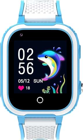 Reloj Inteligente Niño, Reloj GPS Niños Localizador y Llamadas con Videollamada Chat Familiar SOS IP68 Cámara Modo Escolar Despertador，Regalos para Niñas y Niños  