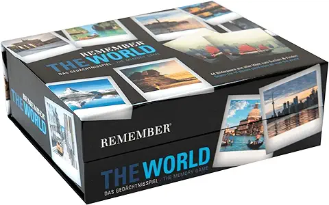 Remember World Tour Memospiel - Juego de Memoria para Adultos y Niños a Partir de 4 – 44 Pares de Imágenes, Práctica Caja Magnética, Idea de Regalo para los Amantes de los Viajes  