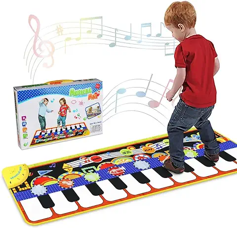 RenFox Alfombra de Piano, Alfombra Musical de Teclado, Instrumentos Musicales Infantil, Juguetes Musicales para Bebés, Niños y Niñas de 1 a 5 Años  