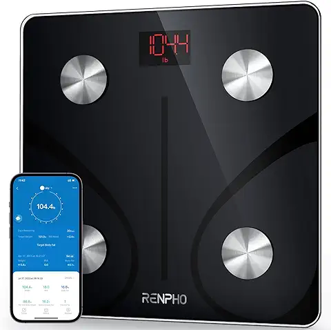 RENPHO Bascula de Baño Digital Grasa Corporal, Balanza Bluetooth Inteligente con App, Bascula Electrónica Analógica con Análisis Corporal, 13 Medicióne de Peso IMC Visceral e Muscular, Elis 1  