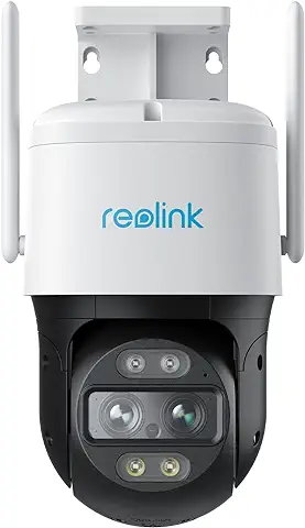 Reolink 4K PTZ Camara Vigilancia WiFi Exterior con Doble Lente, Visión de 360°, Seguimiento Automático, Detección de Personas/Vehículos/Mascotas, Zoom Híbrido 6X, Visión Nocturna, TrackMix WiFi  