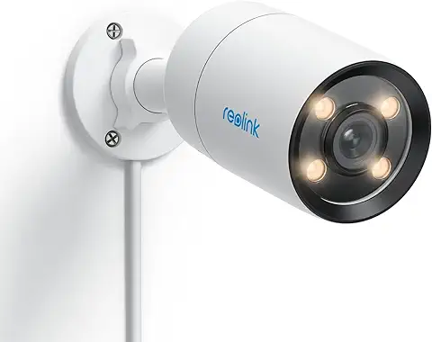 Reolink Camara Seguridad PoE 2K para Exteriores con Visión Nocturna en Color, Gran Apertura F1.0, Sensor de Imagen 1/1,8", Luz Cálida, Detección de Personas/Vehículos/Mascotas, Sirena, CX410  