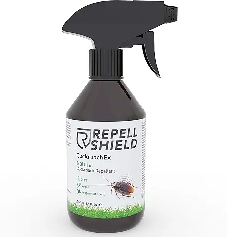 RepellShield Spray Repelente de Cucarachas con Aceite Escencial de Menta - Spray Protección Anticucarachas Natural - Alternativa Ideal a Mata Cucarachas Profesional, 250 ml  