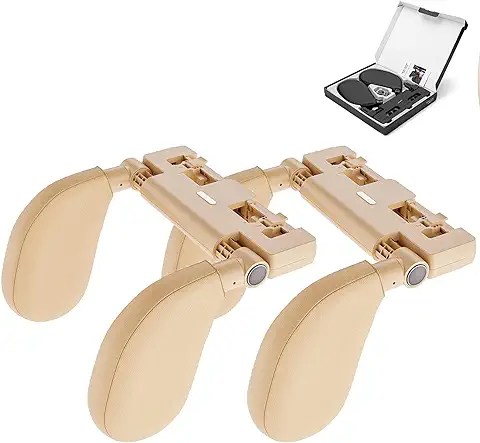 Reposacabezas Coche Para Niño Adultos, Ajustable para Asiento de Coche Rotación de 180 °, para el Cuello, Cojín Cervical con Barra Telescópica y Clips de Barra Deslizante, Cómodo de Piel (Beige x2)  