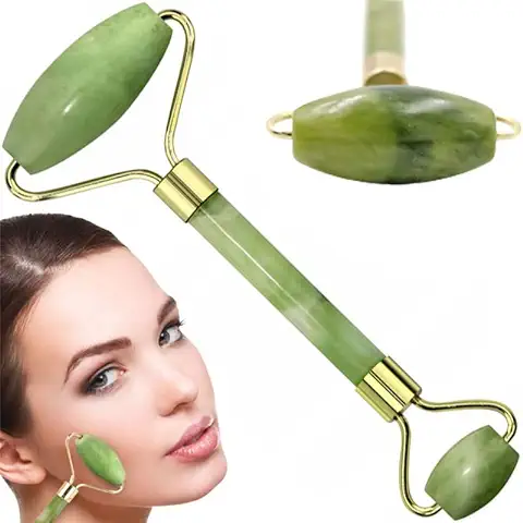 Retoo Jade Roller, Dispositivo de Masaje Facial para el Cuidado de la Piel, Tratamiento Antienvejecimiento, Tratamiento de Puffess para los Ojos, Estiramiento de la Piel, Rodillo Facial, (verde)  