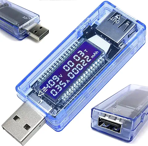 Retoo Multifunction USB Tester Multimetro con Pantalla LCD, 4 V – 20 V, Voltaje de Corriente Digital USB, Voltímetro, Amperímetro, Capacidad Detector de Cargador de Energía, Voltaje V, Capacidad mAh  