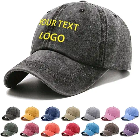 Reuhen Gorra de BéIsbol Personalizada con Bordado Texto Logotipo y Impresión Foto Imagen, Gorra Ajustable Personalizada, Navidad Regalo para Madre, Padre, Hombre, Mujer, Amigo  